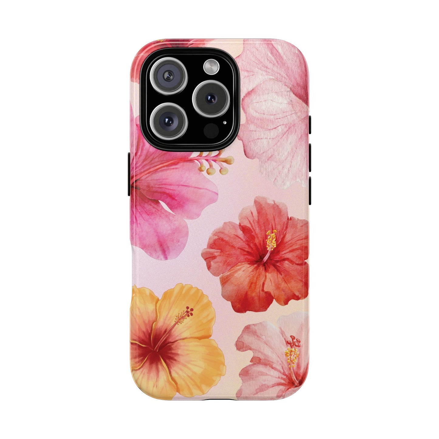 iPhone 16 Pro / Glossy Phone Case - ’Pink Hibiscus Pattern #1’ Phone Case