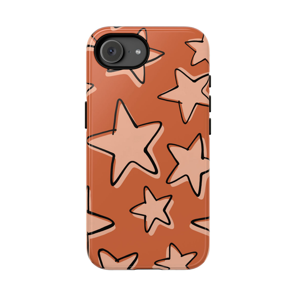 Burnt Orange Doodle Star Phone Case - Orange Phone Case - iPhone 17e / Glossy