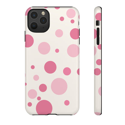 iPhone 11 Pro Max / Glossy Phone Case - ’Bold White with Pink Dot Pattern’ Phone Case