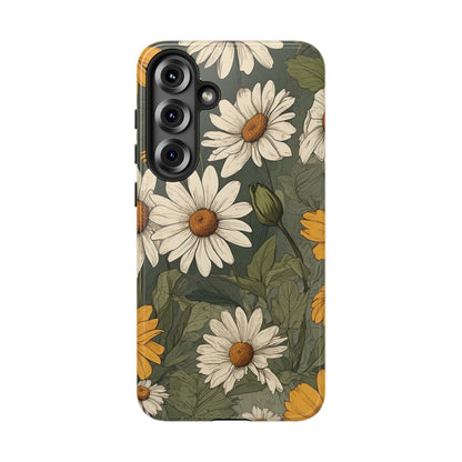 Samsung Galaxy S25 Plus / Glossy Phone Case - Boho Chic Daisies Floral Pattern ’White & Yellow’ Phone Case
