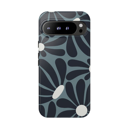 Retro Navy Blue & White Daisy Pattern Phone Case - Blue Phone Case - Google Pixel 9 Pro XL / Glossy