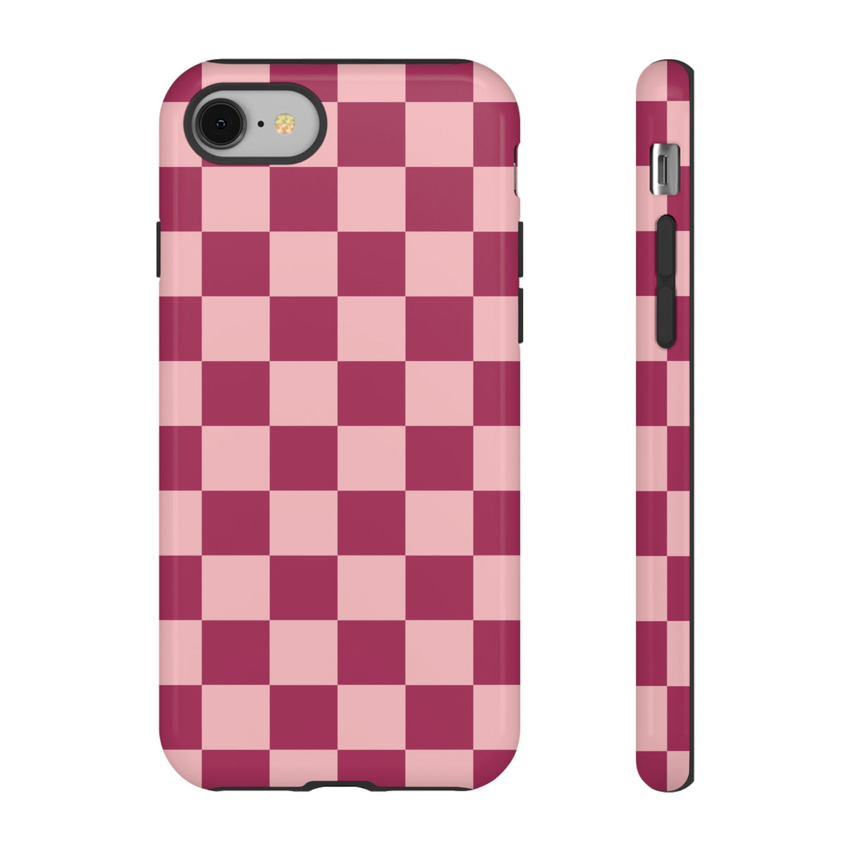 Pink Checked Pattern Phone Case - Pink Phone Case - iPhone 8 / Glossy