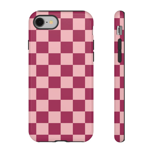 Pink Checked Pattern Phone Case - Pink Phone Case - iPhone 8 / Glossy