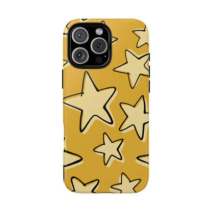 Golden Yellow Doodle Star Phone Case