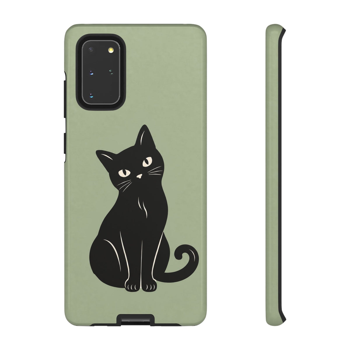 Minimalist Sage Green & Black Cat Phone Case