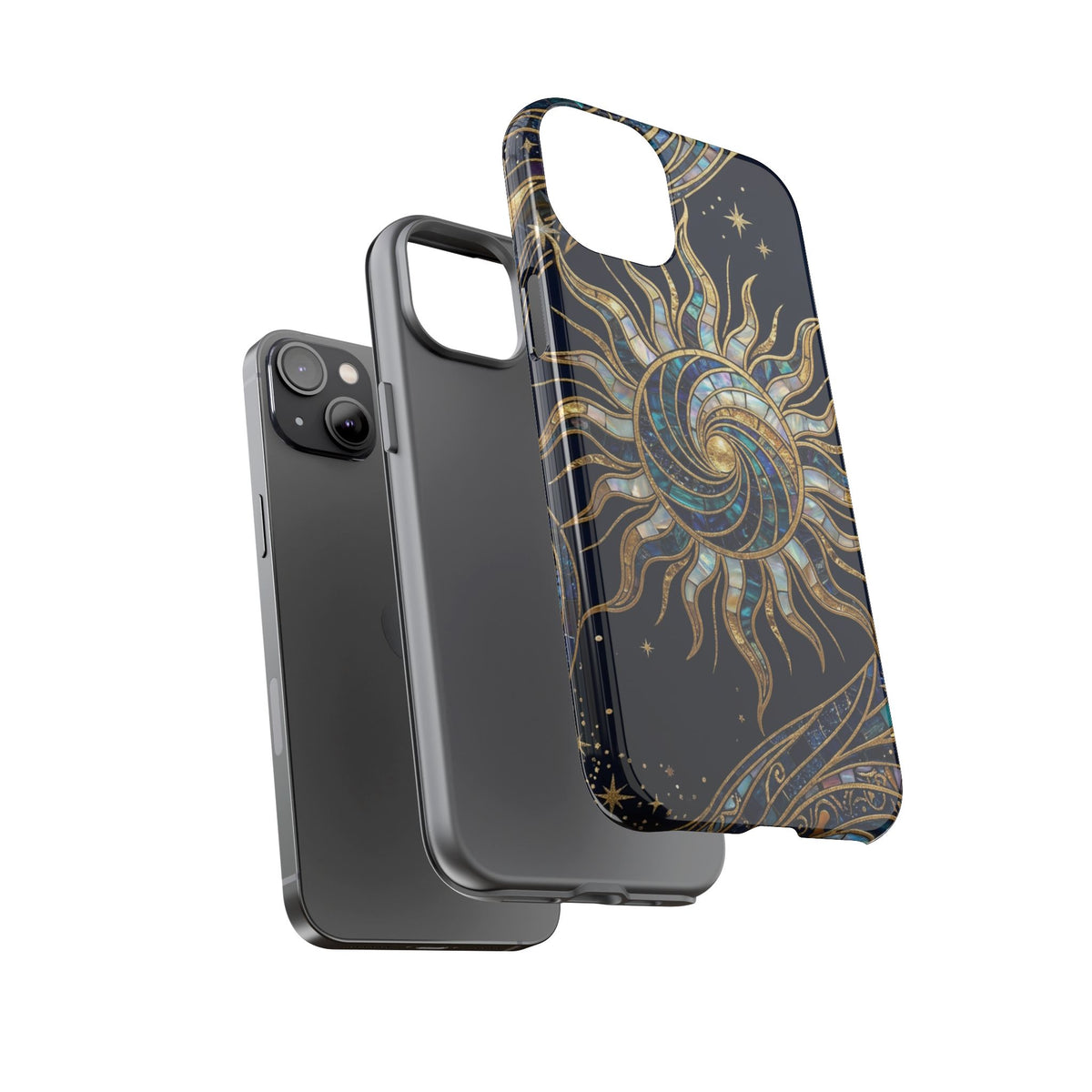 Elegant Navy & Gold Solar Spiral Phone Case