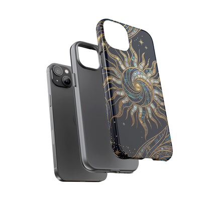 Elegant Navy & Gold Solar Spiral Phone Case