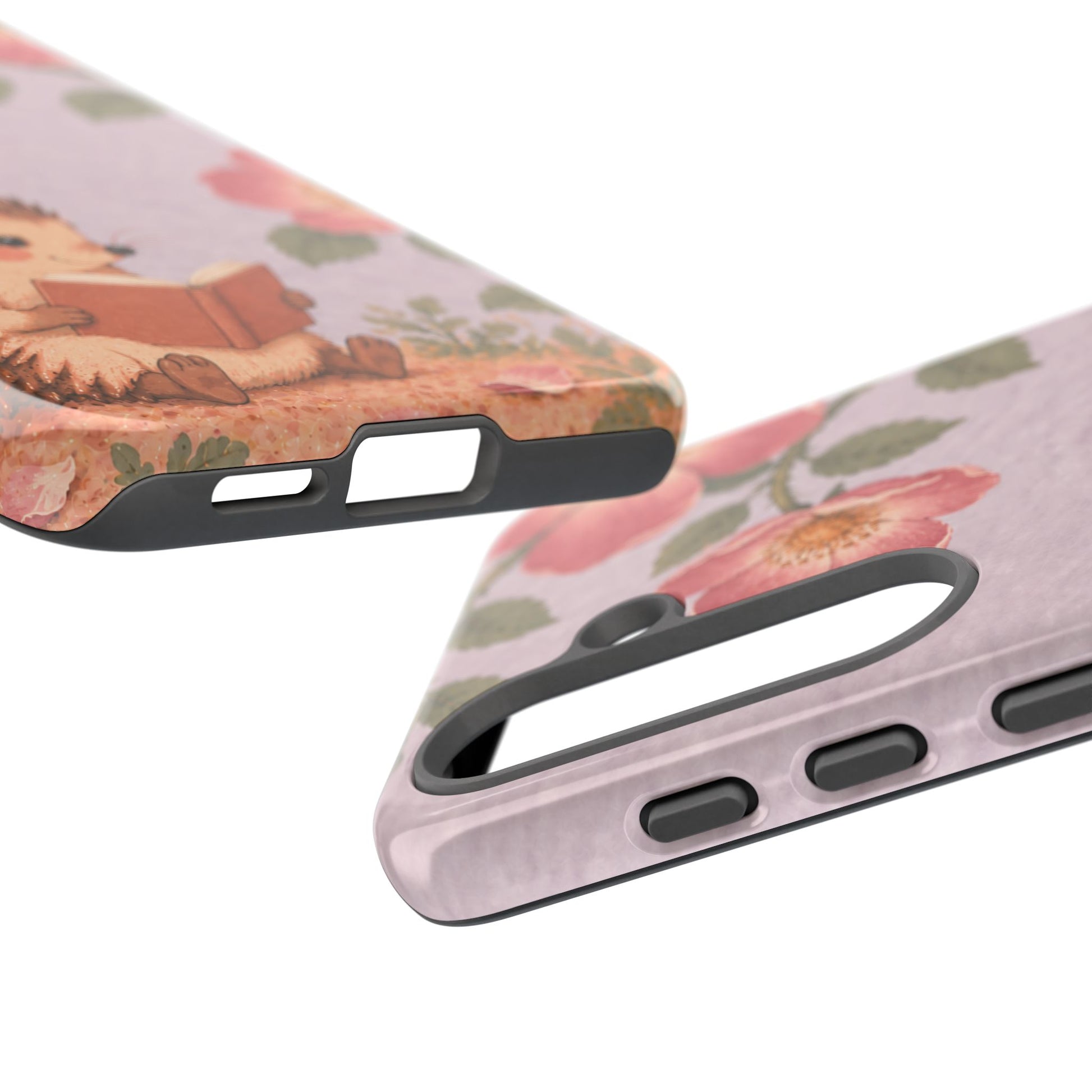 Whimsical Lilac Hedgehog and Wild Rose Phone Case - Purple Phone Case