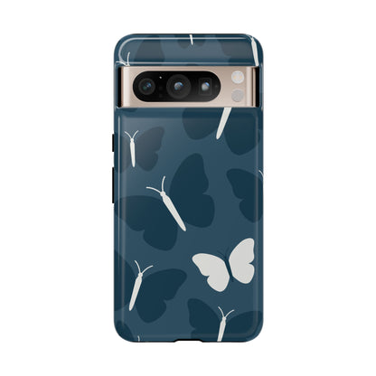 Minimalist Dark Blue Butterfly Pattern Phone Case - Blue Phone Case - Google Pixel 8 Pro / Glossy