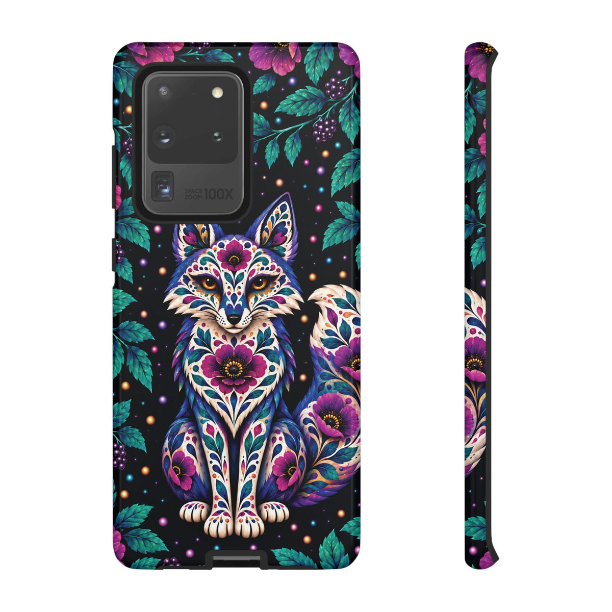 Vibrant Purple and Teal Calavera Fox Phone Case - Multicolor Phone Case - Samsung Galaxy S20 Ultra / Glossy
