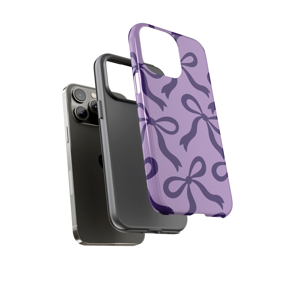 Bold Lilac and Deep Purple Bow Pattern Phone Case - Purple Phone Case