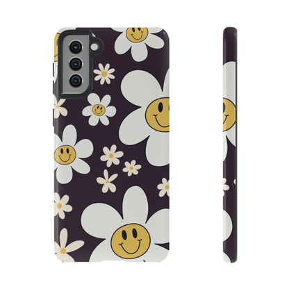 Samsung Galaxy S21 Plus / Glossy Phone Case - Fun Retro Daisy Pattern with Purple Background Phone Case