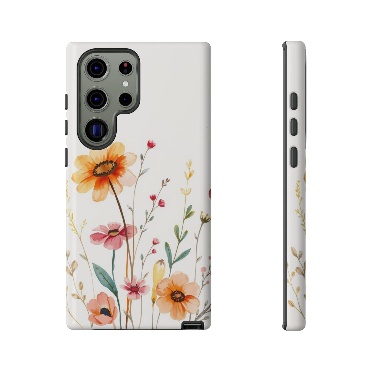 Samsung Galaxy S23 Ultra / Glossy Phone Case - Boho Chic Watercolour Wild Blooms Pattern Phone Case