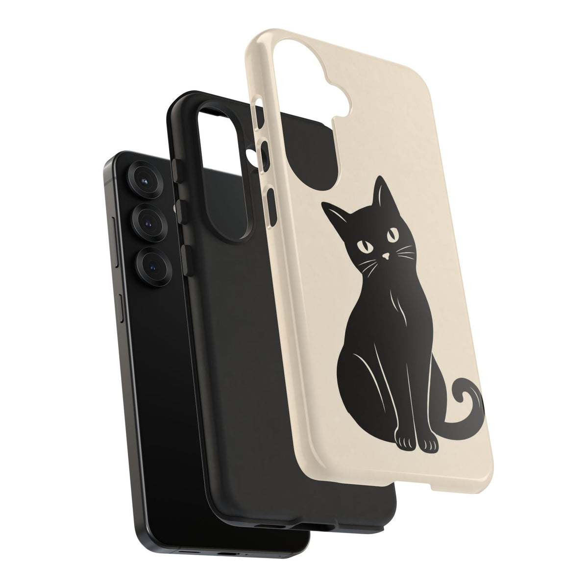 Minimalist Cream & Black Cat Phone Case