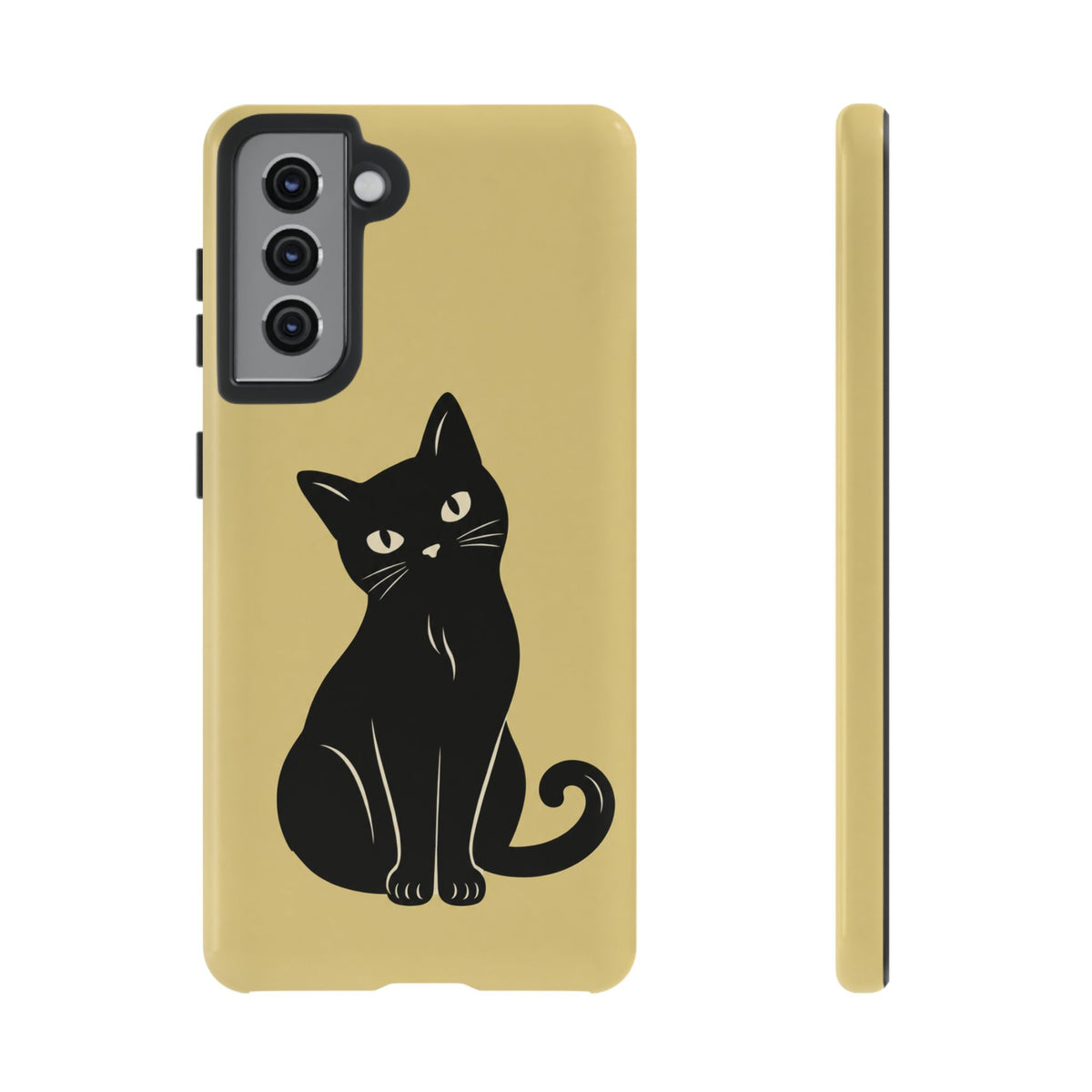 Minimalist Butter Yellow & Black Cat Phone Case