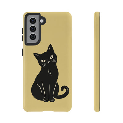 Minimalist Butter Yellow & Black Cat Phone Case
