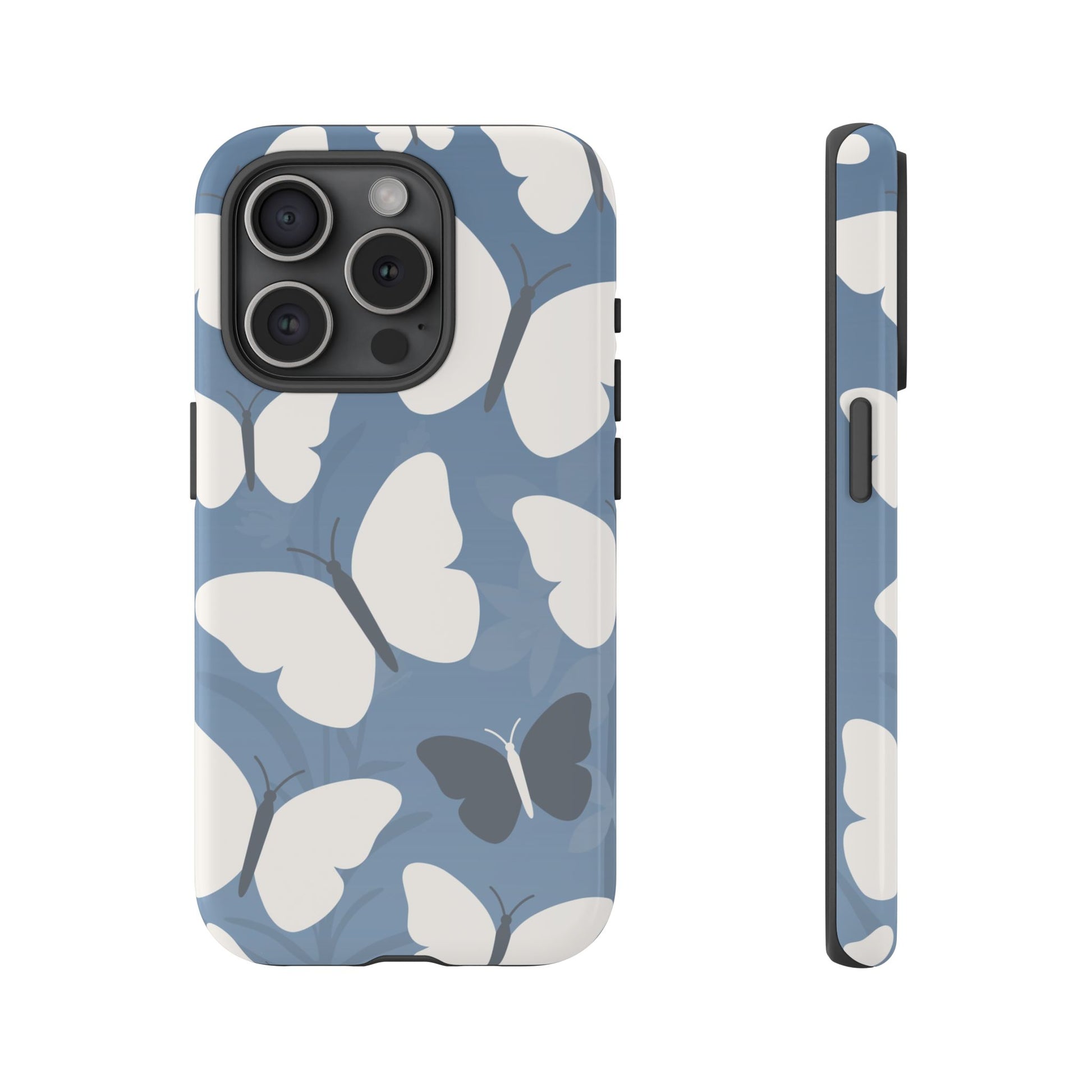 Minimalist Light Blue Butterfly Pattern Phone Case - Blue Phone Case - iPhone 15 Pro / Glossy