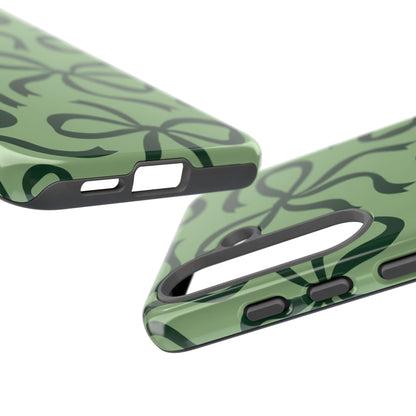 Bold Sage Green and Forest Green Bow Pattern Phone Case