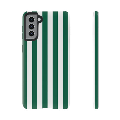 Samsung Galaxy S21 Plus / Glossy Phone Case - Simple Green & White Stripe Pattern Phone Case