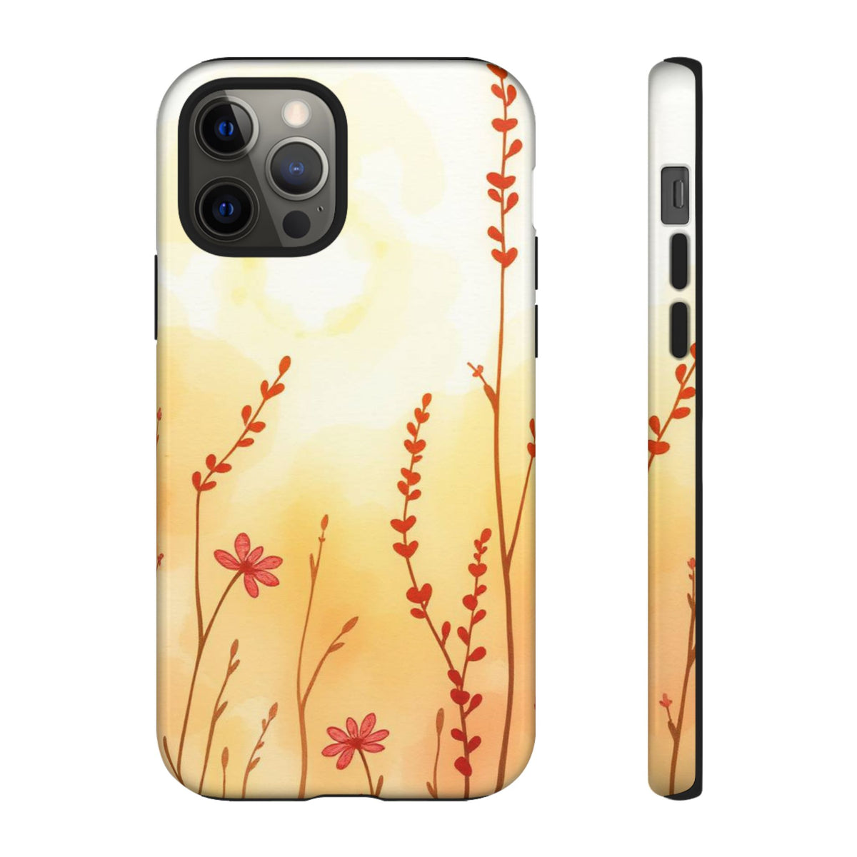 Boho Chic Watercolour Wildflower Dusk Pattern Phone Case - Multicolor Phone Case - iPhone 12 Pro / Glossy