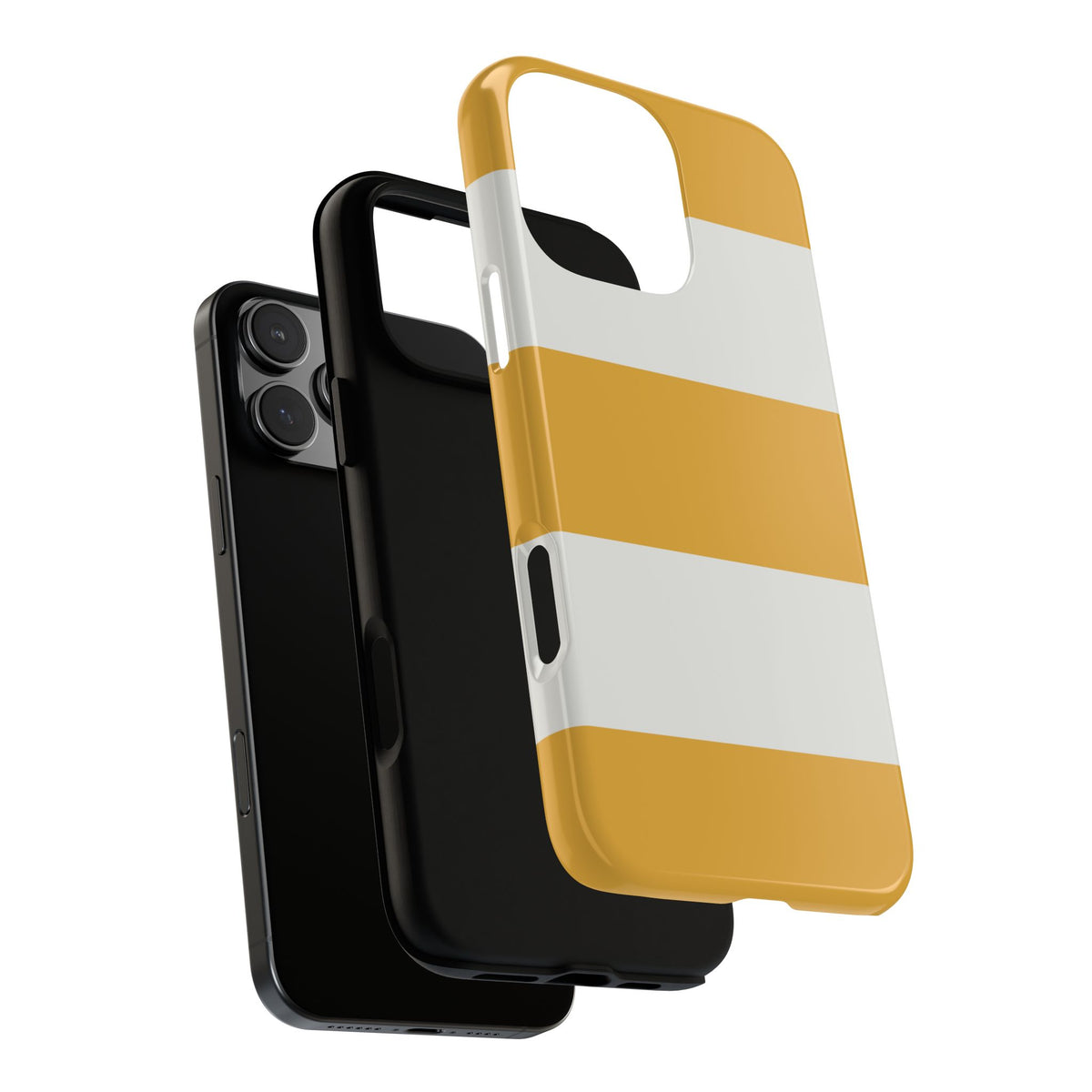 Yellow & White Horizontal Stripe Pattern Phone Case - Yellow Phone Case