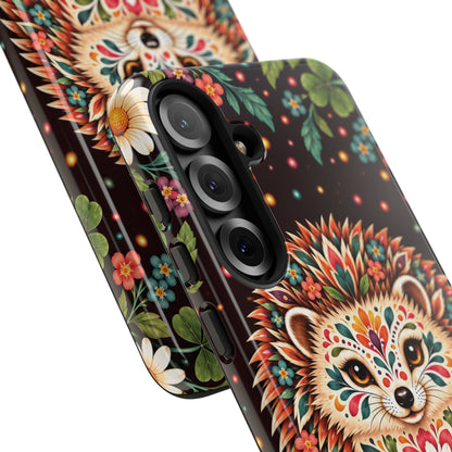 Vibrant Terracotta and Teal Calavera Hedgehog Phone Case - Multicolor Phone Case