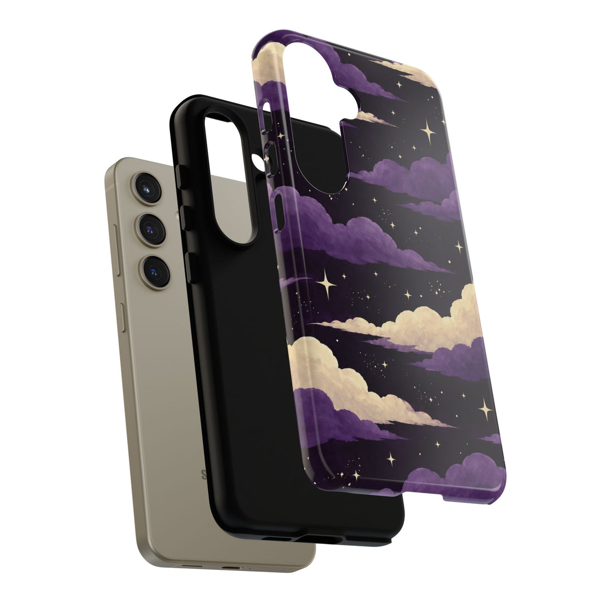 Illustrated Purple Clouds & Stars Phone Case