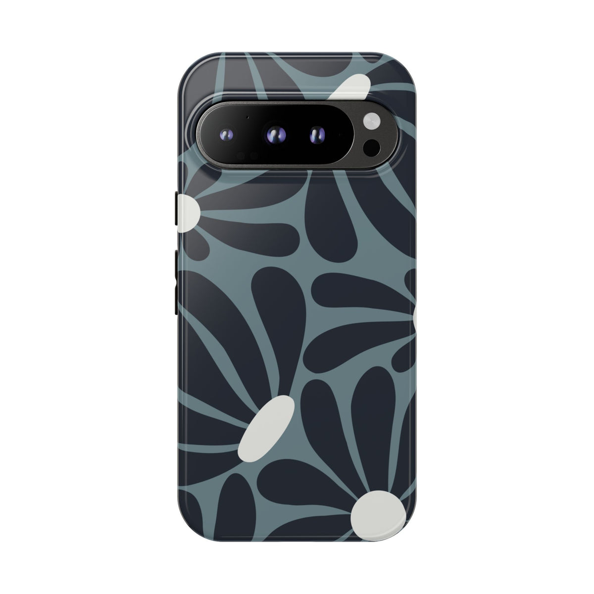 Retro Navy Blue & White Daisy Pattern Phone Case - Blue Phone Case - Google Pixel 9 Pro / Glossy