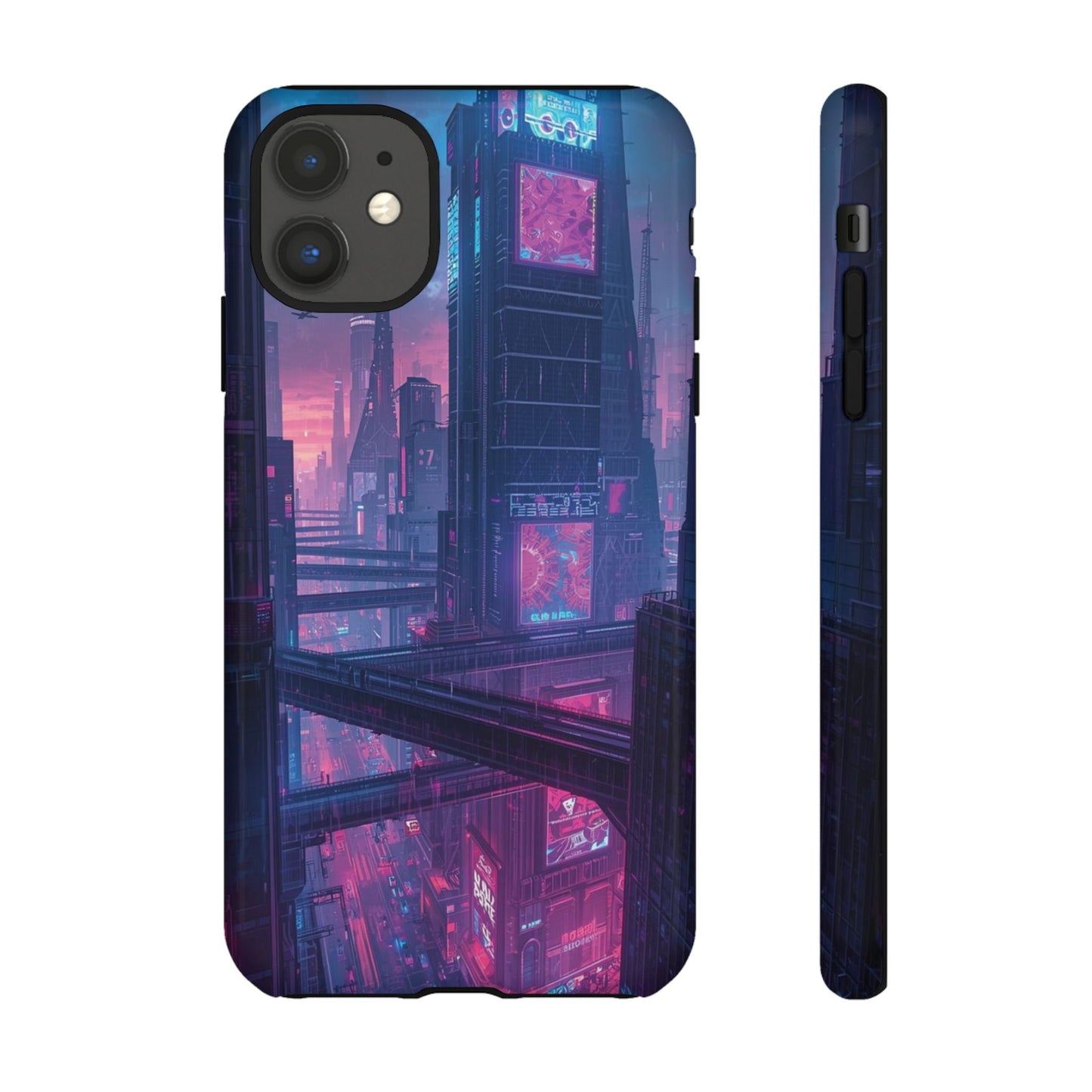 Neon Cyberpunk Megacity Sci-fi Phone Case - Blue Phone Case - iPhone 11 / Glossy