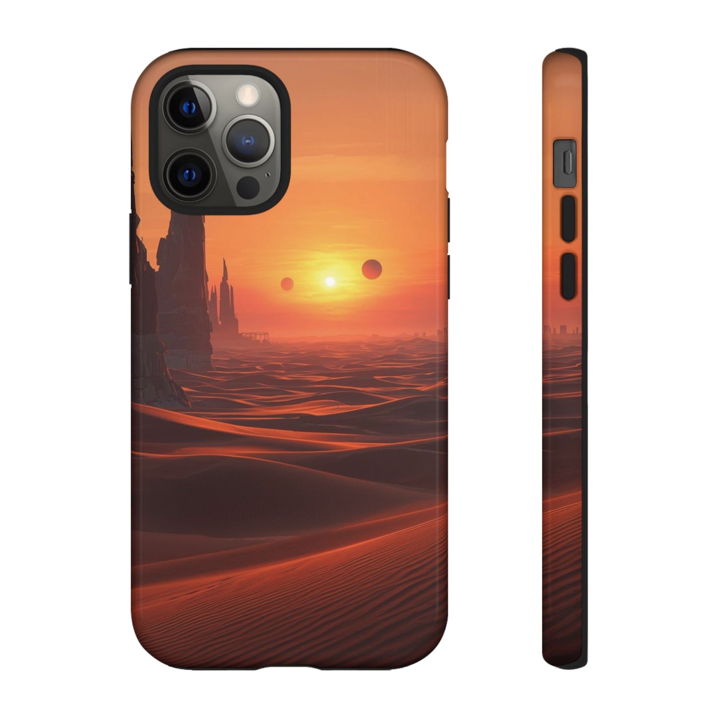 Twin Suns Desert World Sci-fi Phone Case - Orange Phone Case - iPhone 12 Pro / Glossy