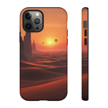 Twin Suns Desert World Sci-fi Phone Case - Orange Phone Case - iPhone 12 Pro / Glossy