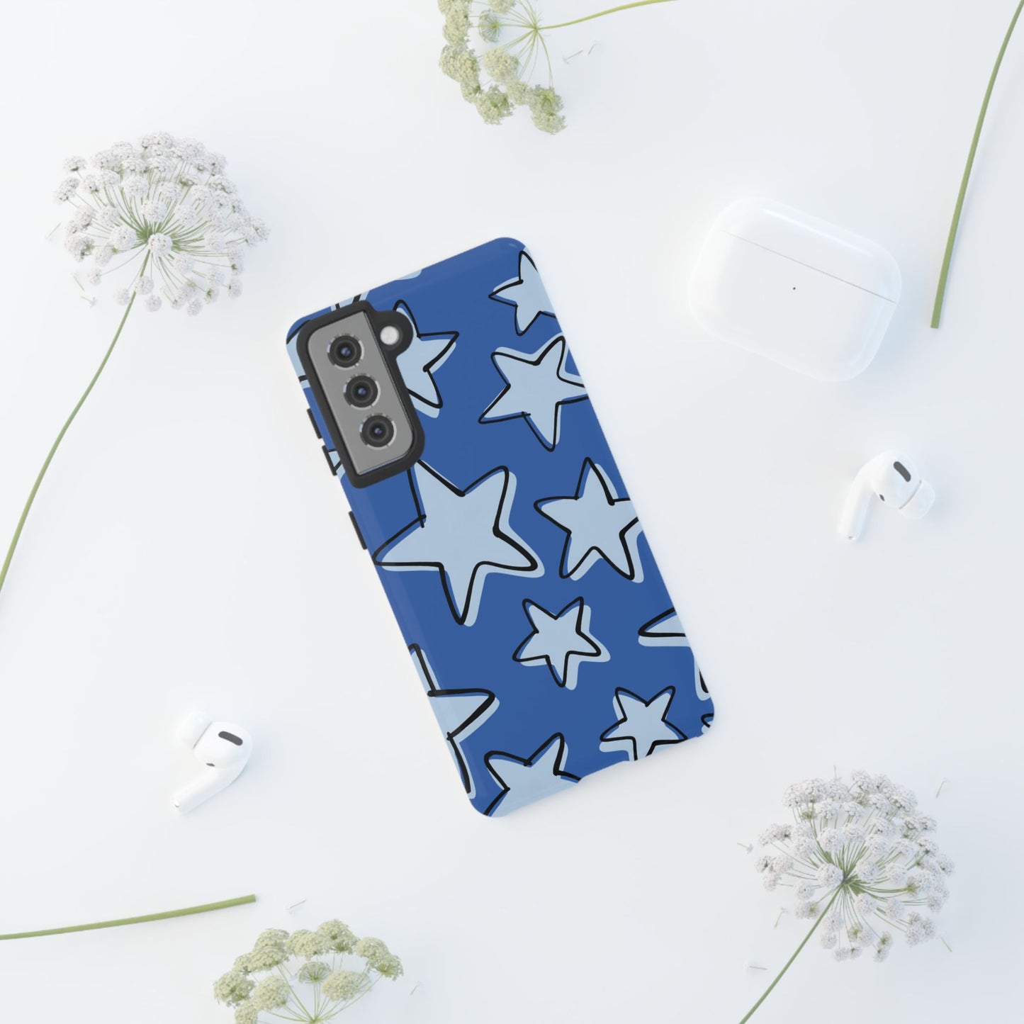 Cobalt Blue Doodle Star Phone Case