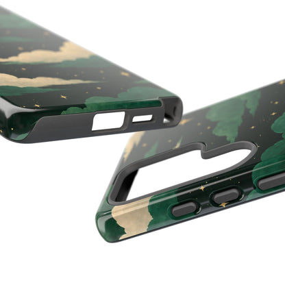 Illustrated Emerald Green Clouds & Stars Phone Case