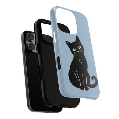 Minimalist Powder Blue & Black Cat Phone Case