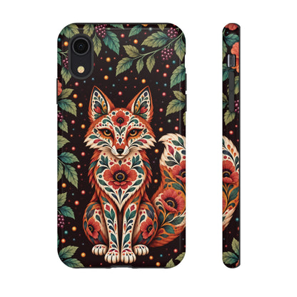 Vibrant Terracotta and Teal Calavera Fox Phone Case - Multicolor Phone Case - iPhone XR / Glossy