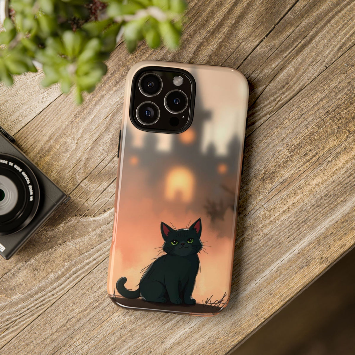 Cute Gothic Cat Design Phone Case - Multicolor Phone Case