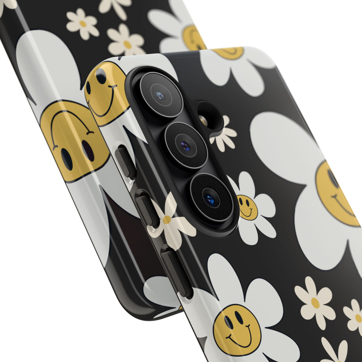 Fun Retro Daisy Pattern with Dark Grey Background Phone Case - Grey Phone Case