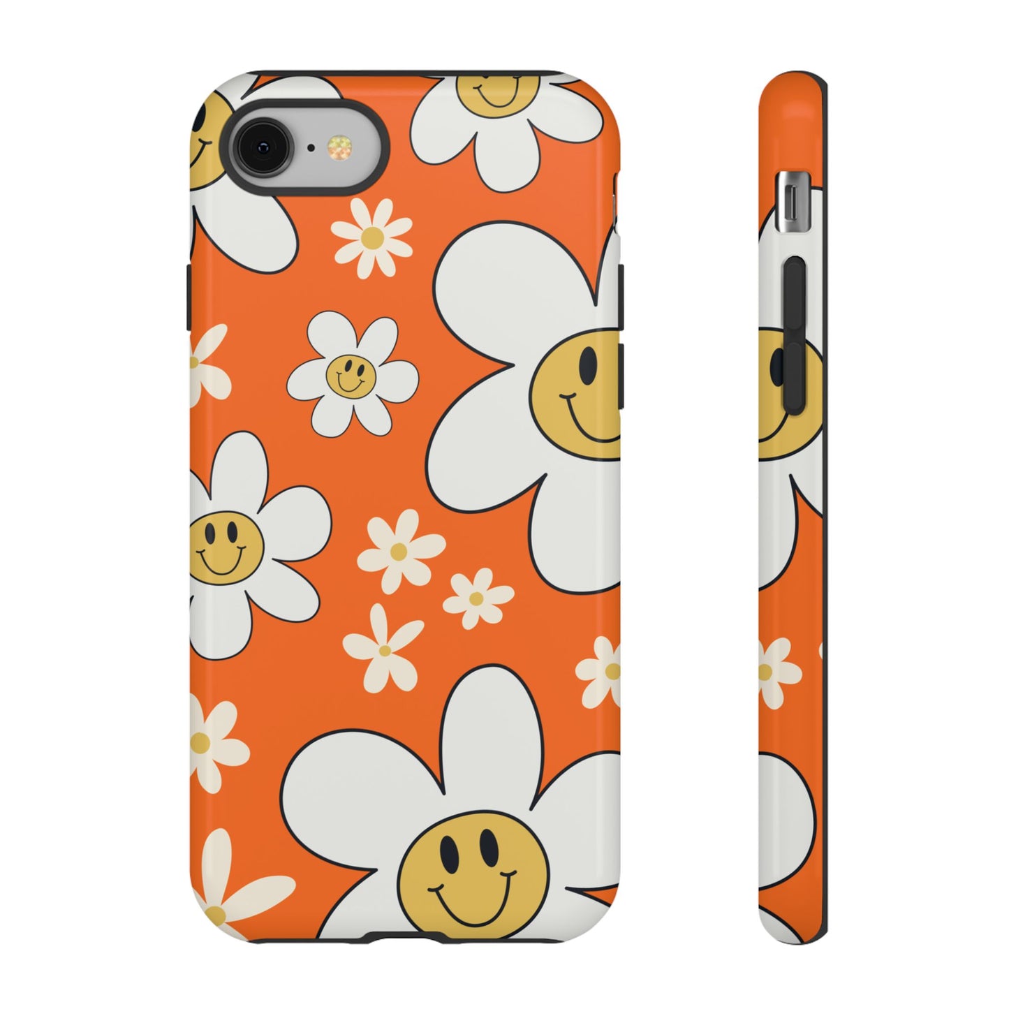 Fun Retro Daisy Pattern with Orange Background Phone Case - Orange Phone Case - iPhone 8 / Glossy