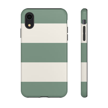 Green & White Horizontal Stripe Pattern Phone Case - Green Phone Case - iPhone XR / Glossy