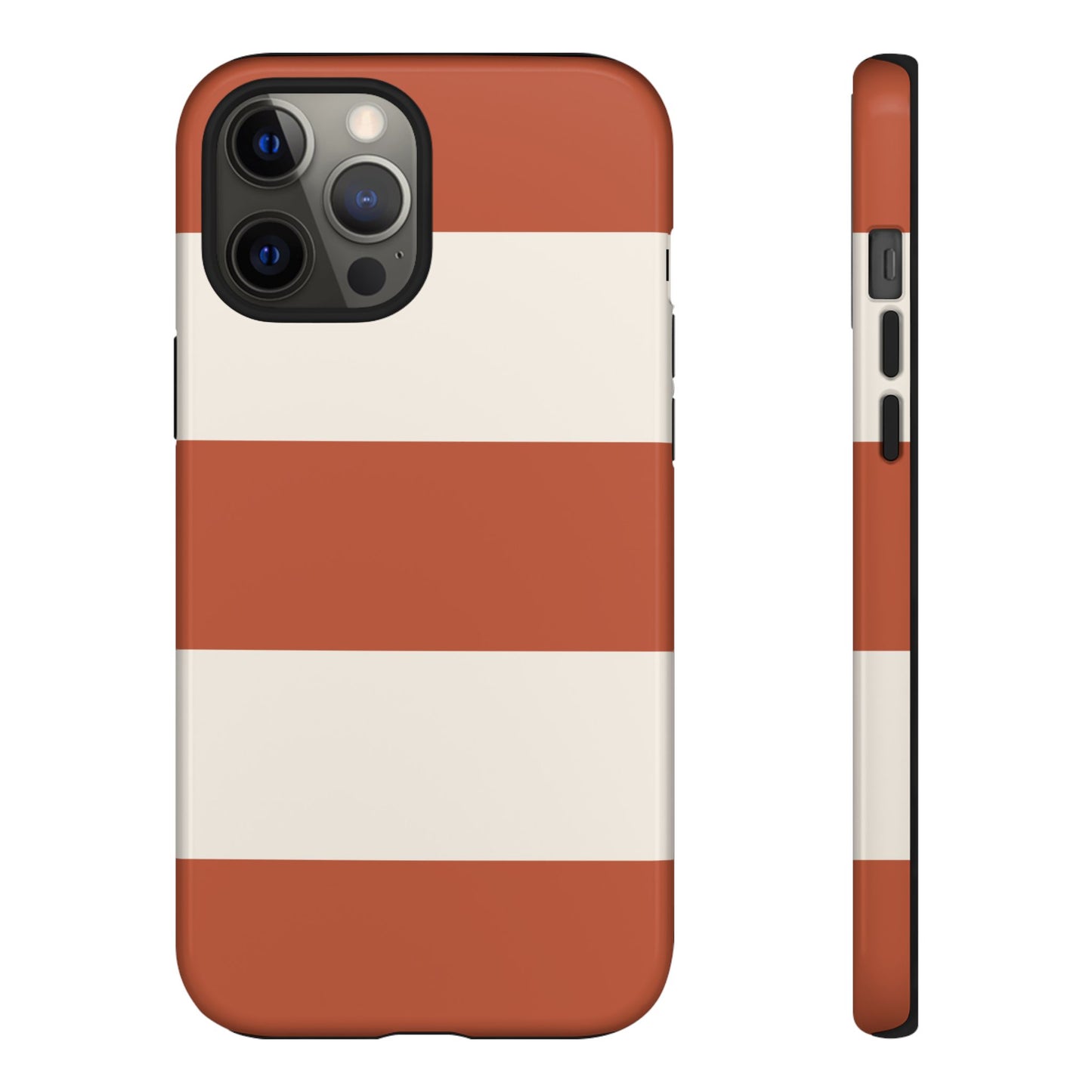 iPhone 12 Pro Max / Glossy Phone Case - Terracotta Horizontal Stripe Pattern Phone Case