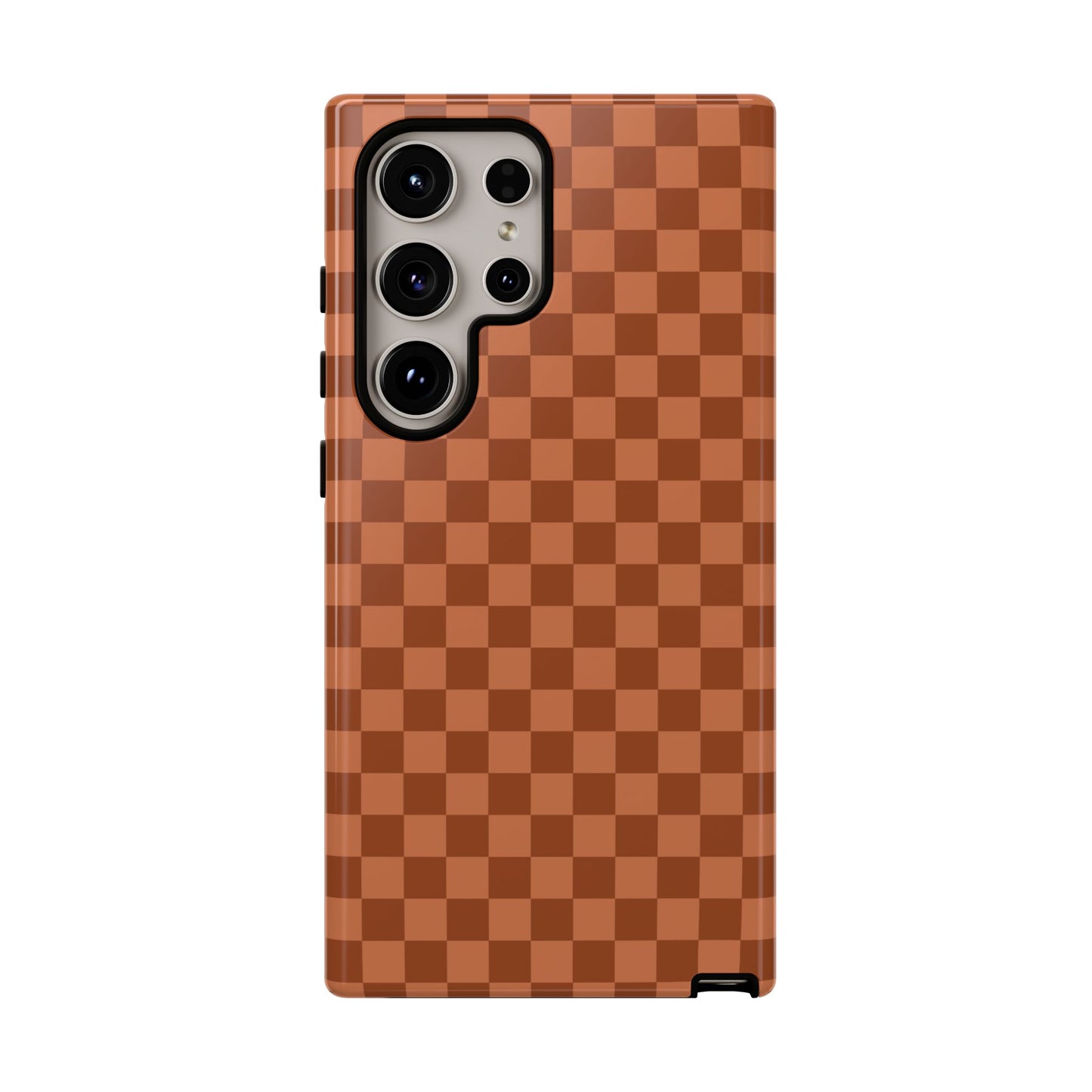 Samsung Galaxy S24 Ultra / Glossy Phone Case - ’Bold Brown Checkered Pattern’ Phone Case