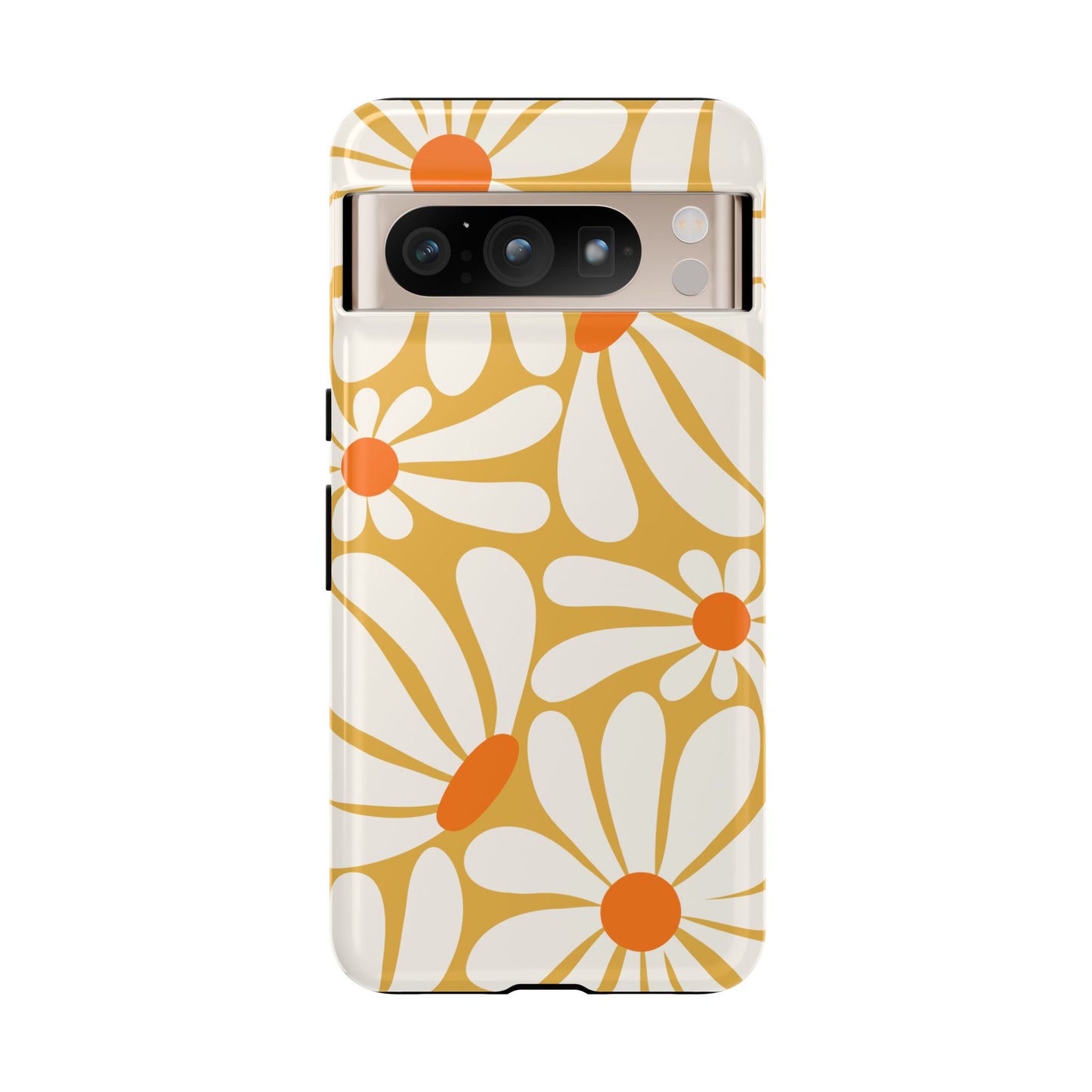 Google Pixel 8 Pro / Glossy Phone Case - Retro Yellow Daisy Pattern Phone Case