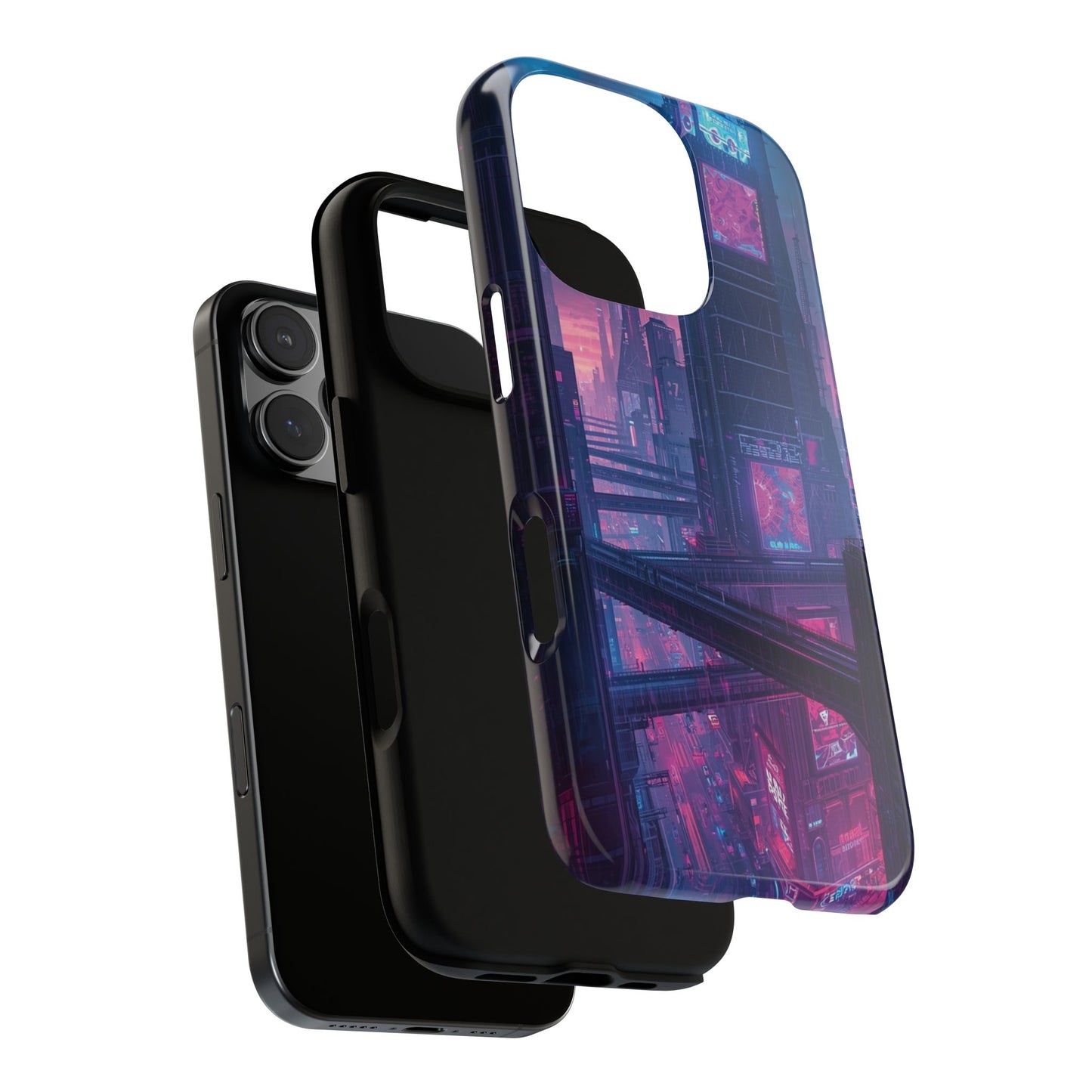 Neon Cyberpunk Megacity Sci-fi Phone Case - Blue Phone Case