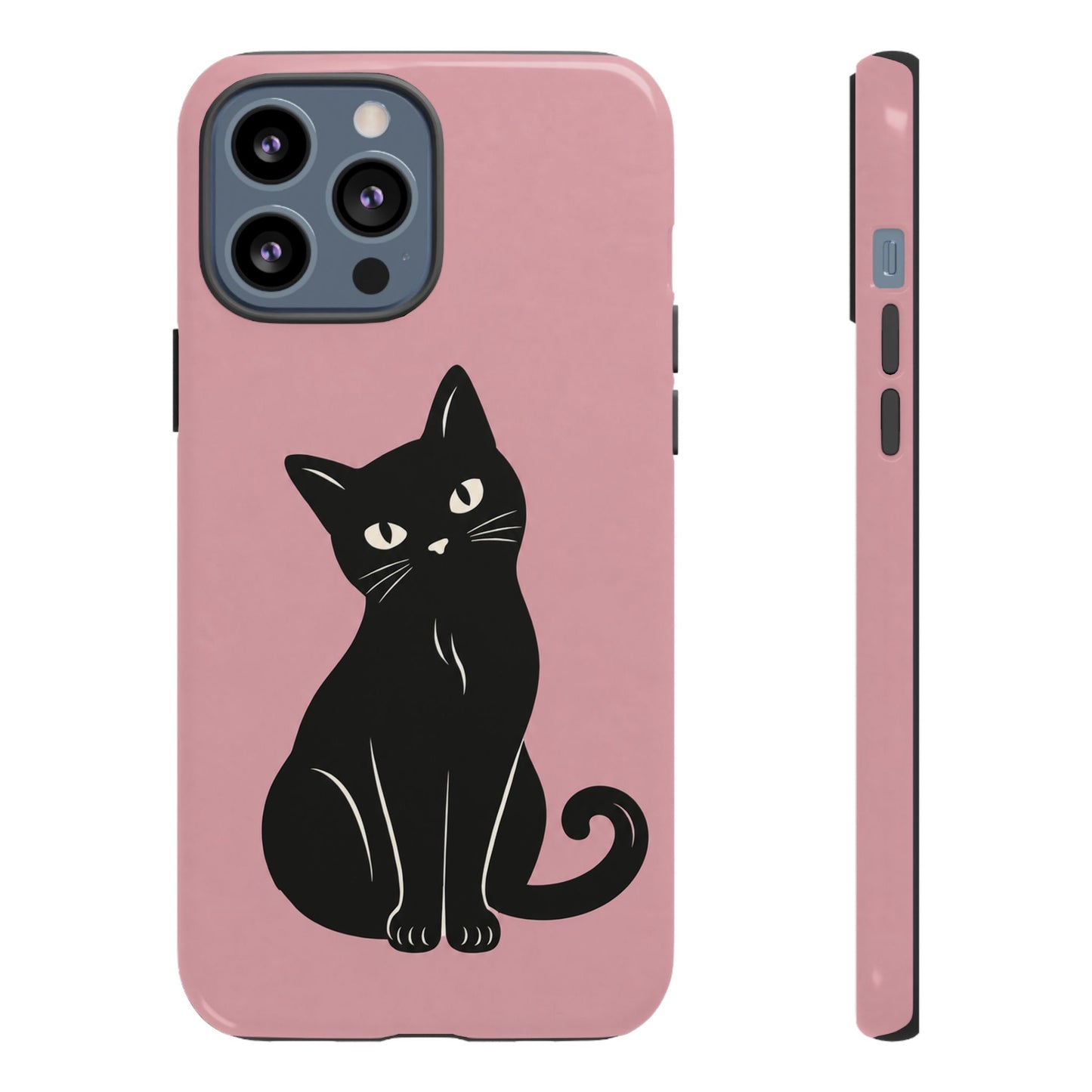 Minimalist Blush Pink & Black Cat Phone Case