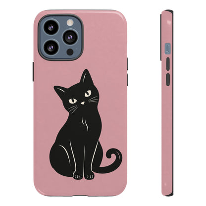 Minimalist Blush Pink & Black Cat Phone Case
