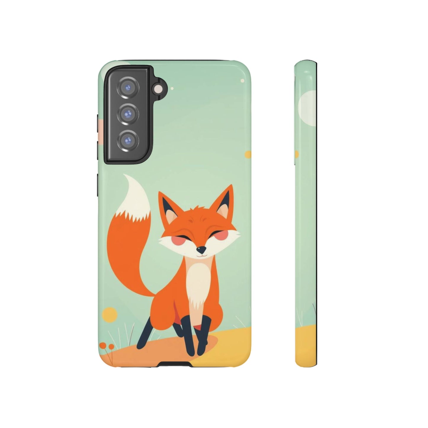 Samsung Galaxy S21 FE / Glossy Phone Case - Happy Fox Design Phone Case