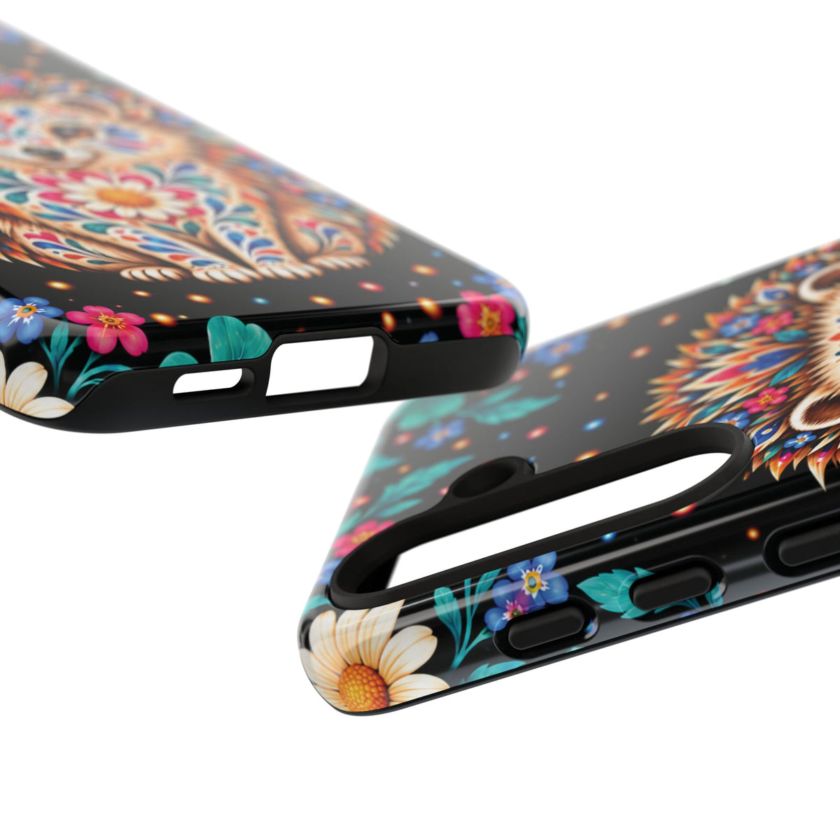 Vibrant Orange and Turquoise Calavera Hedgehog Phone Case - Multicolor Phone Case