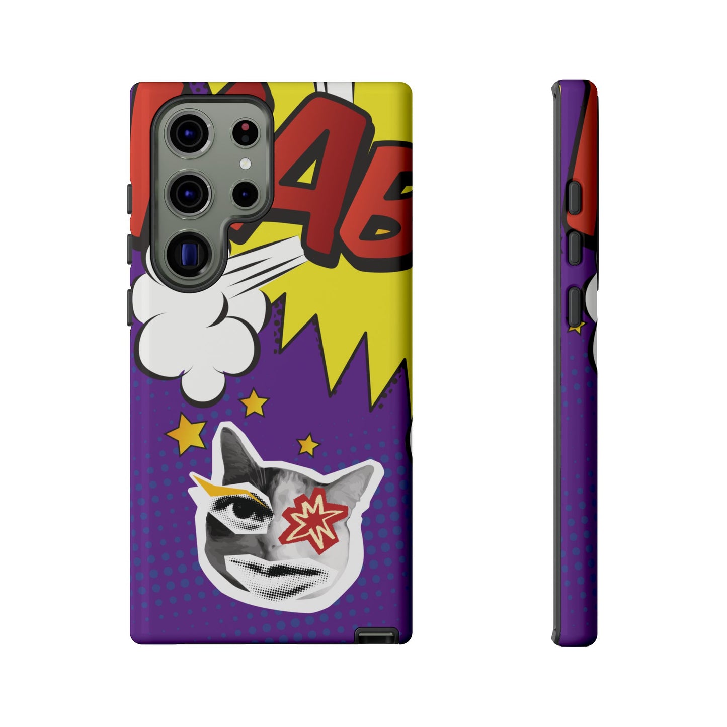 Bold Purple Pop Art Cat Phone Case - Purple Phone Case - Samsung Galaxy S23 Ultra / Glossy