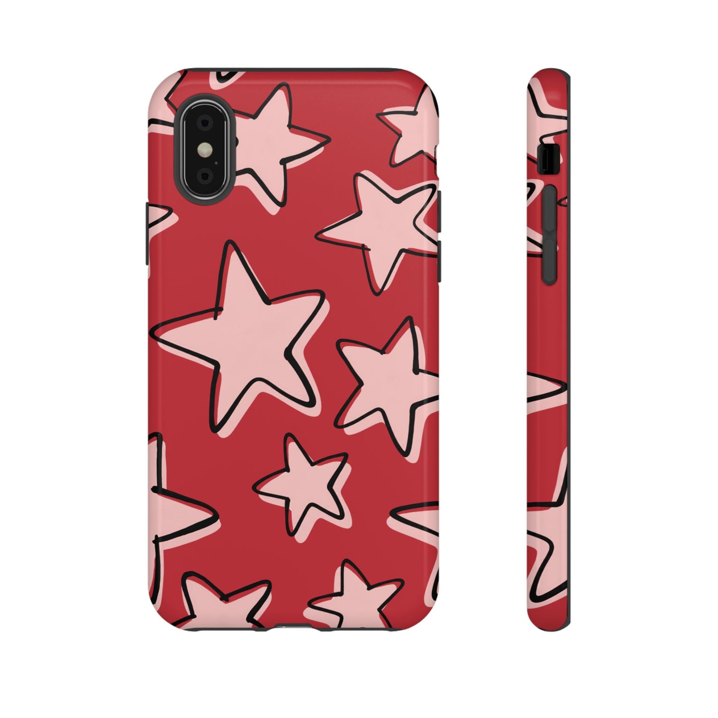 Cherry Red Doodle Star Phone Case