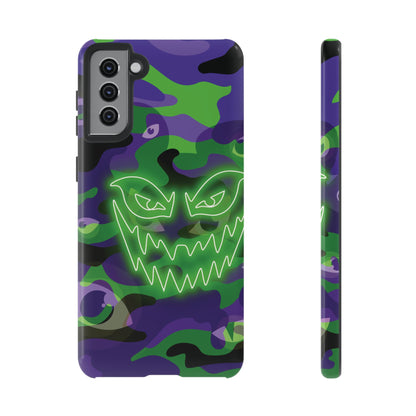 Samsung Galaxy S21 Plus / Glossy Phone Case - Green & Purple Neon Face Camo Phone Case